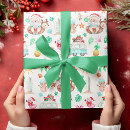 Tropical Santa Wrapping Paper Geschenkpapier