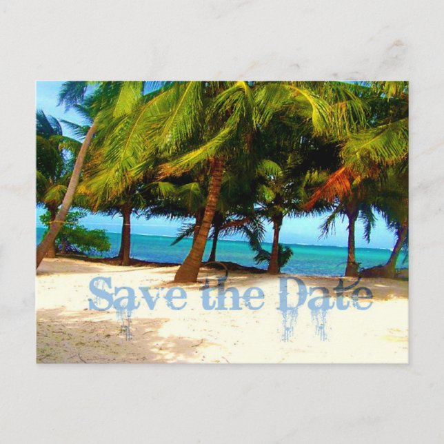 Tropical Save the Date Ankündigungspostkarte (Vorderseite)