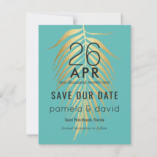 Tropical Save the Date Bleu des Caraïbes (Devant)