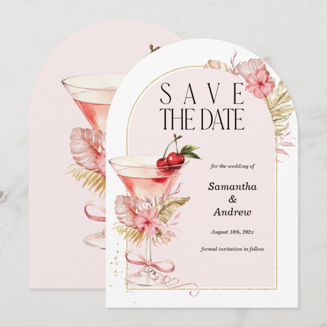 Tropical Save the Date Cards Wasserfarbe Einladung (Vorne/Hinten)