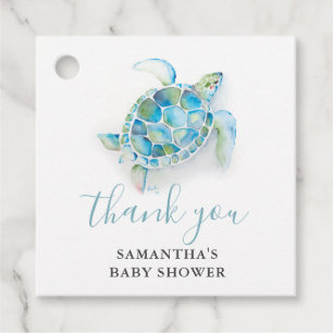 Tropical Sea Turtle Baby Shower Tags Geschenkanhänger