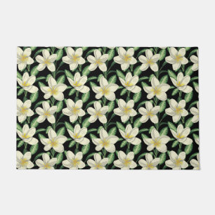 Tropical seamless pattern white flowers green leaf fußmatte