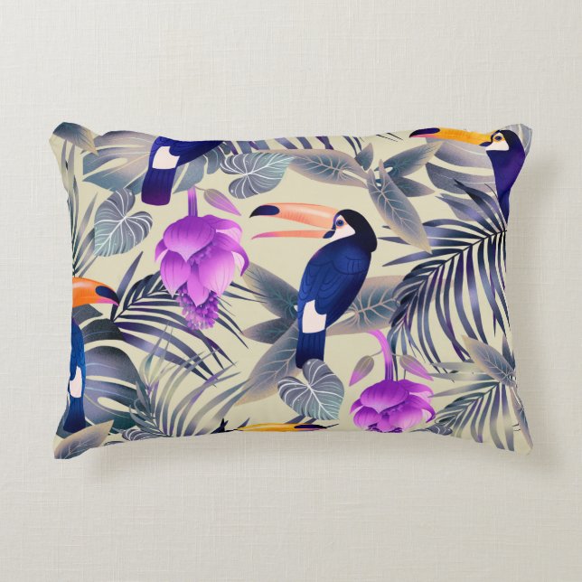 Tropical seamless pattern with toucans, monster, p dekokissen (Vorderseite)