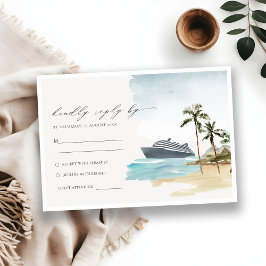 Tropical Seascape Beach Cruise Palm Wedding RSVP Begleitkarte