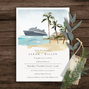 Tropical Seascape Beach Cruise Palm Wedite Dankeskarte