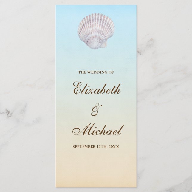 Tropical Seashell Beach Wedding Program Programm (Vorderseite)