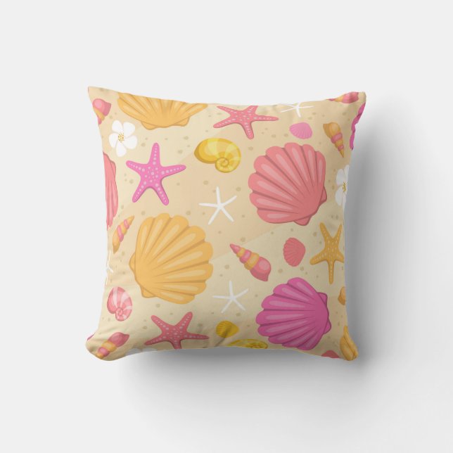 Tropical Seashell Throw Kissen (Vorderseite)