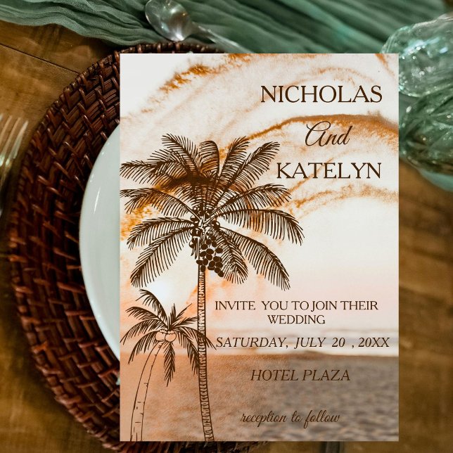 Tropical Seaside Chic Wedding  Einladung (Von Creator hochgeladen)
