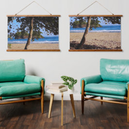 tropical serenity beach wandteppich mit holzrahmen