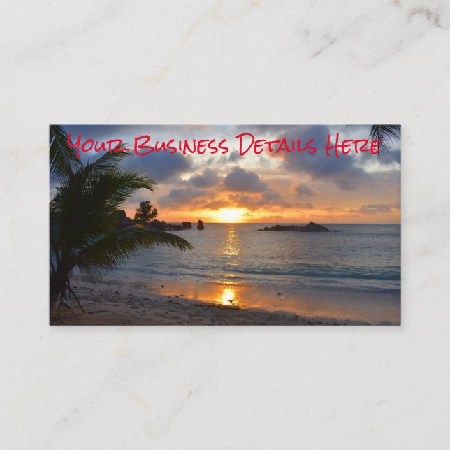 Tropical Seychelles Island Palm Tree Beach Sonnenu Visitenkarte (Vorderseite)