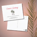 Tropical Simple Palm Trees Beach Weihnachten<br><div class="desc">Tropische Weihnachtsgrüße Postkarte,  mit einer Palmenbildermalerei und Schriftzypografie. Mit rot und schwarz anpassbaren Buchstaben fügen Sie Ihre eigenen Informationen hinzu. Eine fröhliche und festliche Art und Weise senden Sie Urlaubswünsche an Freunde und Familie aus dem Strand.</div>