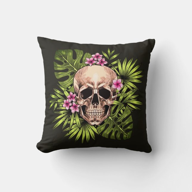 Tropical Skeleton Throw Pillow Kissen (Vorderseite)
