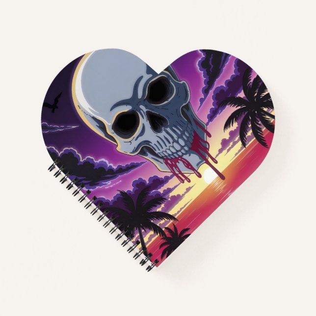 Tropical Skull Sunset Notebook Notizbuch (Vorderseite)