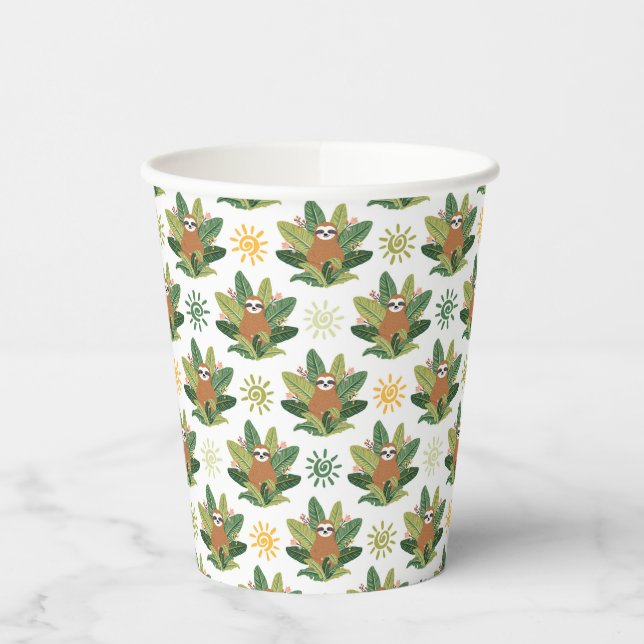 Tropical Sloth Pattern Pappbecher (Links)