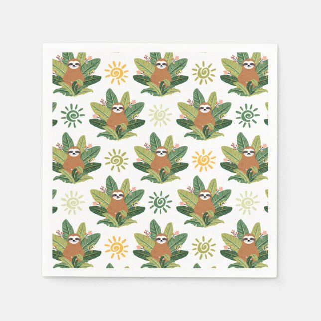 Tropical Sloth Pattern Serviette (Vorderseite)