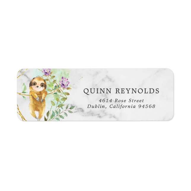 Tropical Sloth Return Address Label (Vorne)