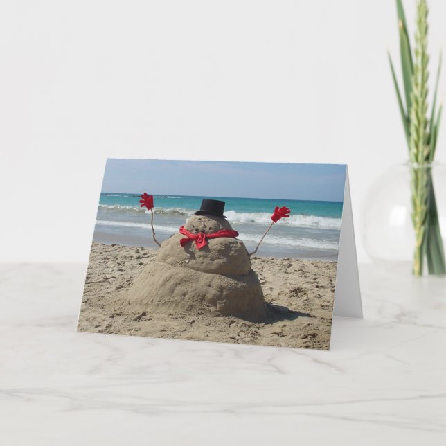 Tropical Snowman Feiertagskarte (Vorderseite)