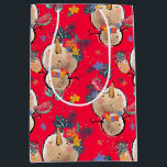 Tropical Snowman Red Christmas Bag Mittlere Geschenktüte<br><div class="desc">Die neueste Ergänzung der Tropical Christmas Collection</div>