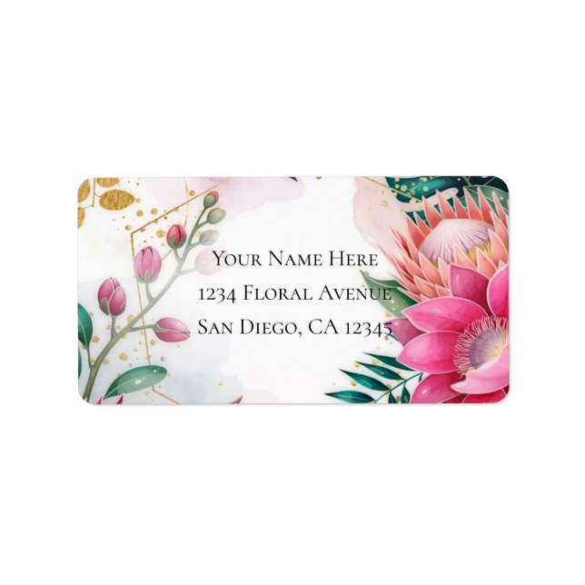 Tropical Stardust Garden Floral Paradise Wedding  Adressaufkleber (Vorne)