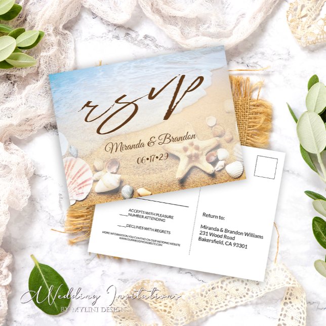 Tropical Starfish Beach Hochzeit UAWG Postcard Ankündigungspostkarte (Von Creator hochgeladen)