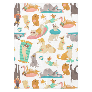 tropical summer beach dogs party cute tischdecke