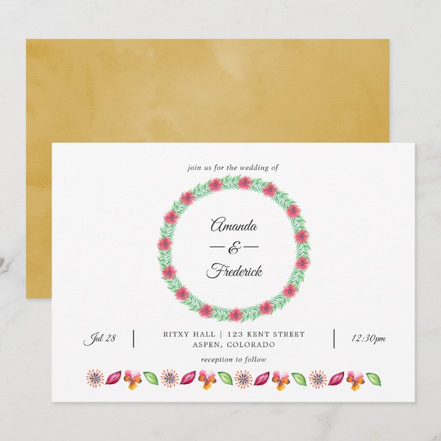 Tropical Summer Beach Hochzeit Einladung (Vorne/Hinten)