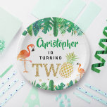 Tropical Summer Beach Luau Boys 2. Geburtstag Pappteller<br><div class="desc">Feiern Sie stilvoll mit diesen trendigen 2. Geburtstag Party Papier-Tellern. Das Design ist leicht mit Ihrer eigenen Formulierung zu personalisieren und Ihre Familie und Freunde werden begeistert sein,  wenn sie diese fabelhaften Party-Teller sehen.</div>