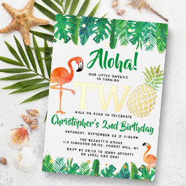 Tropical Summer Beach Luau Boys 2. Geburtstag Real Folieneinladung