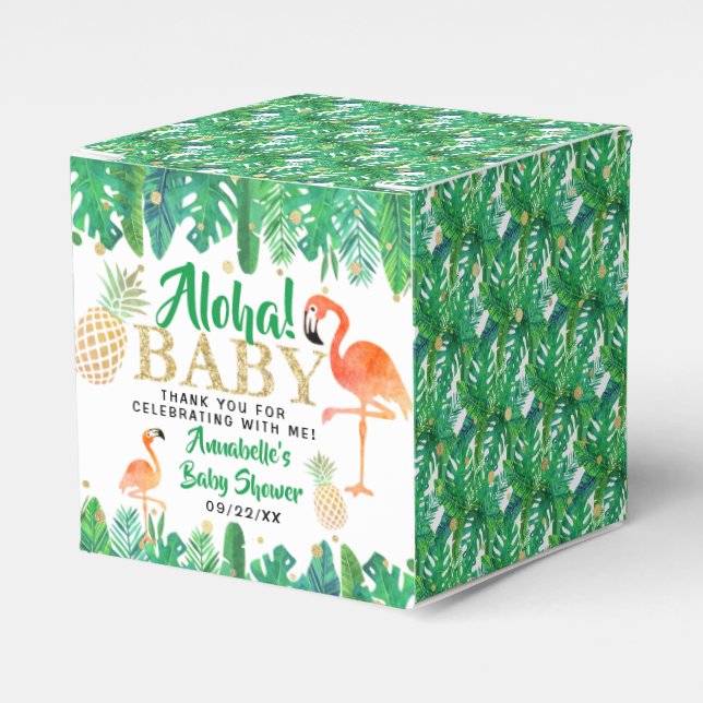 Tropical Summer Beach Luau Boys Baby Dusche Geschenkschachtel (Vorderseite)