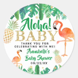Tropical Summer Beach Luau Boys Baby Dusche Runder Aufkleber