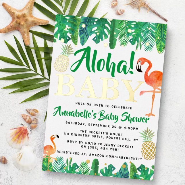 Tropical Summer Beach Luau Boys Babydusche Real Folieneinladung (Von Creator hochgeladen)