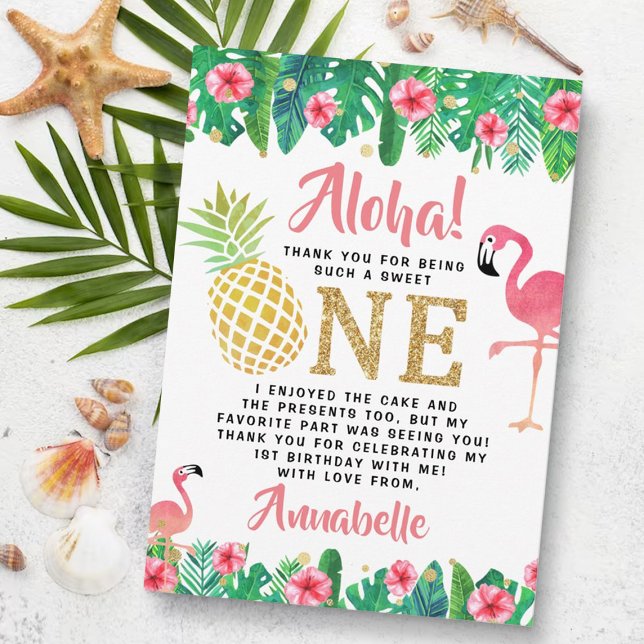 Tropical Summer Beach Luau Girls 1. Geburtstag Dankeskarte (Von Creator hochgeladen)