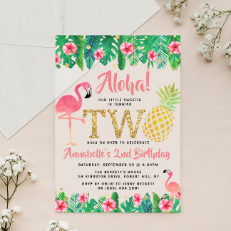 Tropical Summer Beach Luau Girls 2. Geburtstag Acryleinladungen
