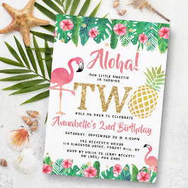 Tropical Summer Beach Luau Girls 2. Geburtstag Einladung