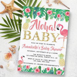 Tropical Summer Beach Luau Girls Babydusche Einladung