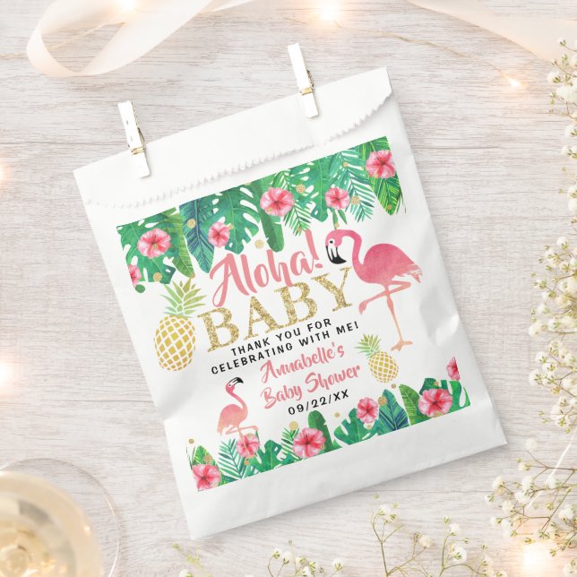 Tropical Summer Beach Luau Girls Babydusche Geschenktütchen (Ausgeschnitten)