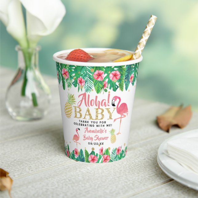 Tropical Summer Beach Luau Girls Babydusche Pappbecher (In Situ)