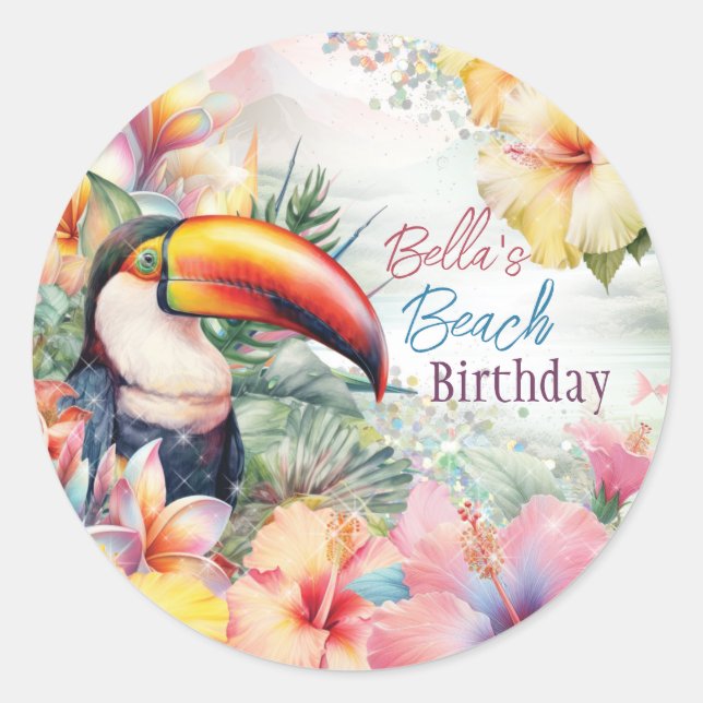 Tropical Summer Beach Party Stickers (Vorderseite)