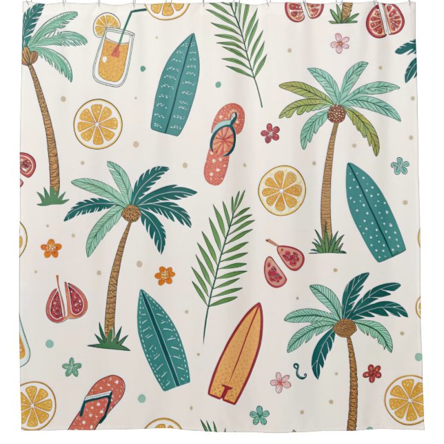 Tropical Summer Beach Pattern (1) Duschvorhang (Vorderseite)