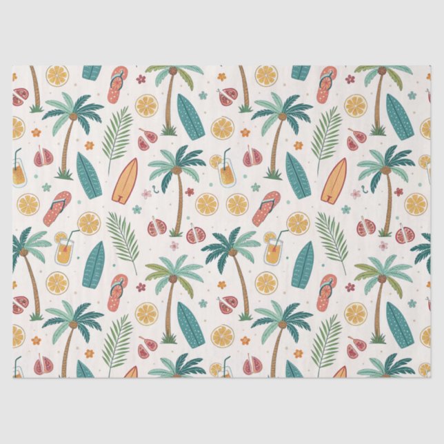 Tropical Summer Beach Pattern (1) Seidenpapier (Vorderseite)
