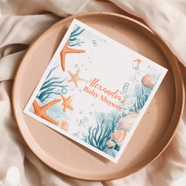 Tropical Summer Beach Starfish Babydusche Serviette (Von Creator hochgeladen)