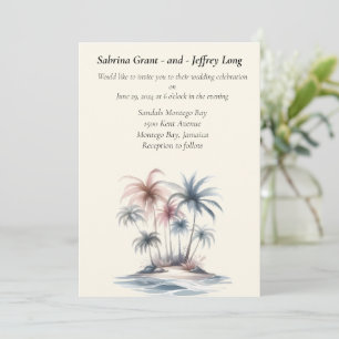 Tropical Summer Beach Watercolor Palm Tree Wedding Einladung