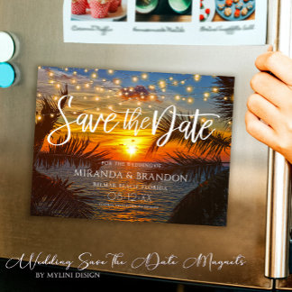 Tropical Summer Beach Wedding Save the Date Magnet