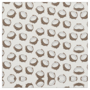 Tropical Summer Brown White Coconut Frucht Muster Stoff
