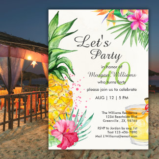 Tropical Summer Cocktail 40th Birthday Party Einladung
