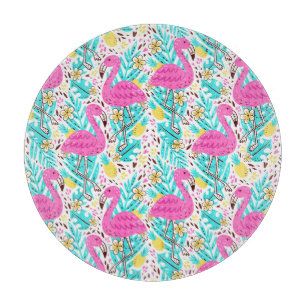 Tropical Summer Flamingo: Helle Muster Elemente Schneidebrett