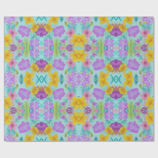 Tropical Summer Floral Pattern - Bright Hibiscus  Geschenkpapier