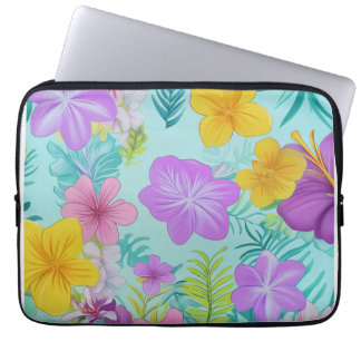 Tropical Summer Floral Pattern - Bright Hibiscus  Laptopschutzhülle