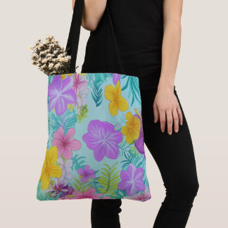 Tropical Summer Floral Pattern - Bright Hibiscus  Tasche