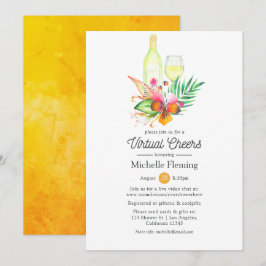 Tropical Summer Floral Wine Virtual Brautparty Einladung